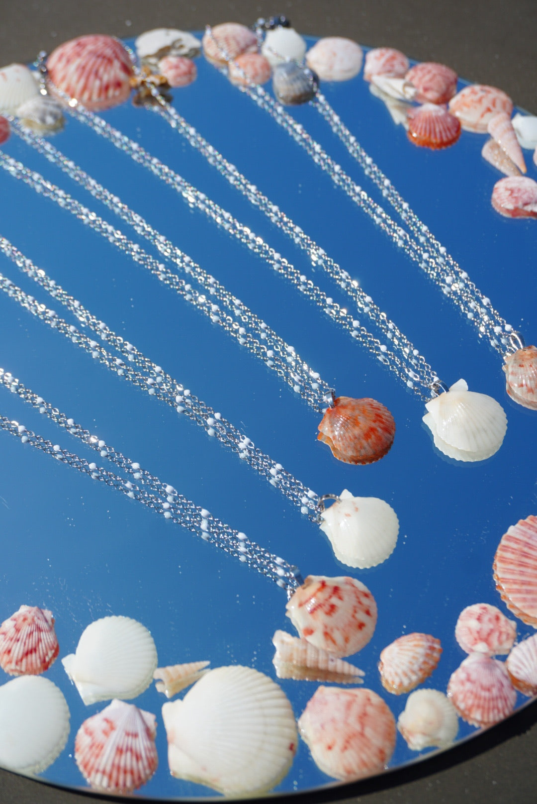 White Beaded Seashell Necklace