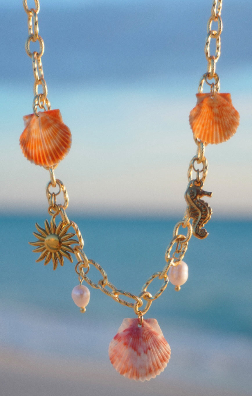 Gold Seashell Charm Necklace