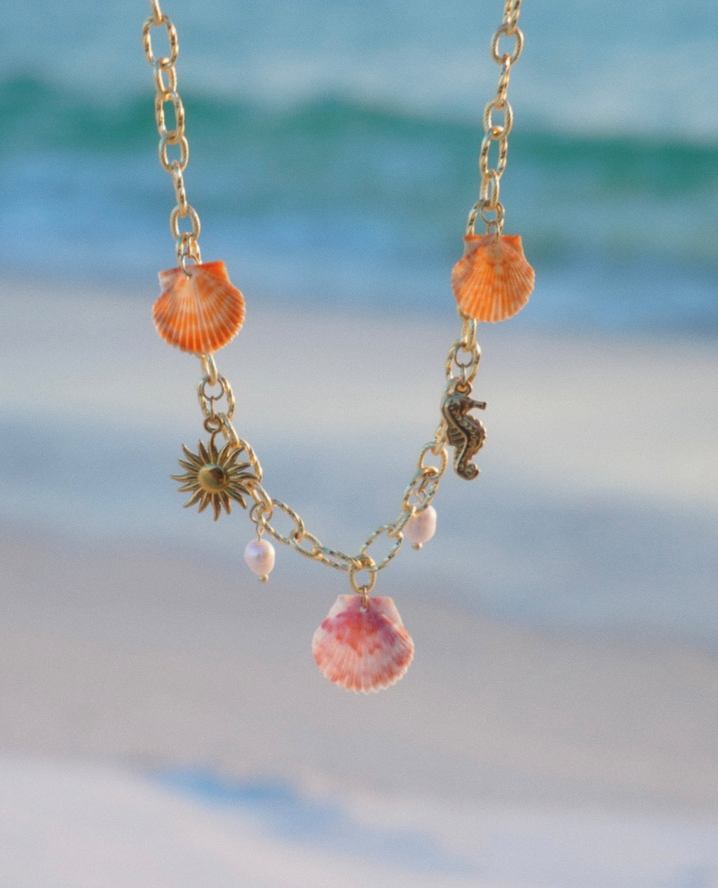 Gold Seashell Charm Necklace